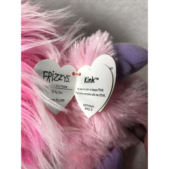 Ty Frizzys KINK Monster Pink/Purple 7" Plush Stuffed Animal Both Tags Attached - Picture 9 of 11